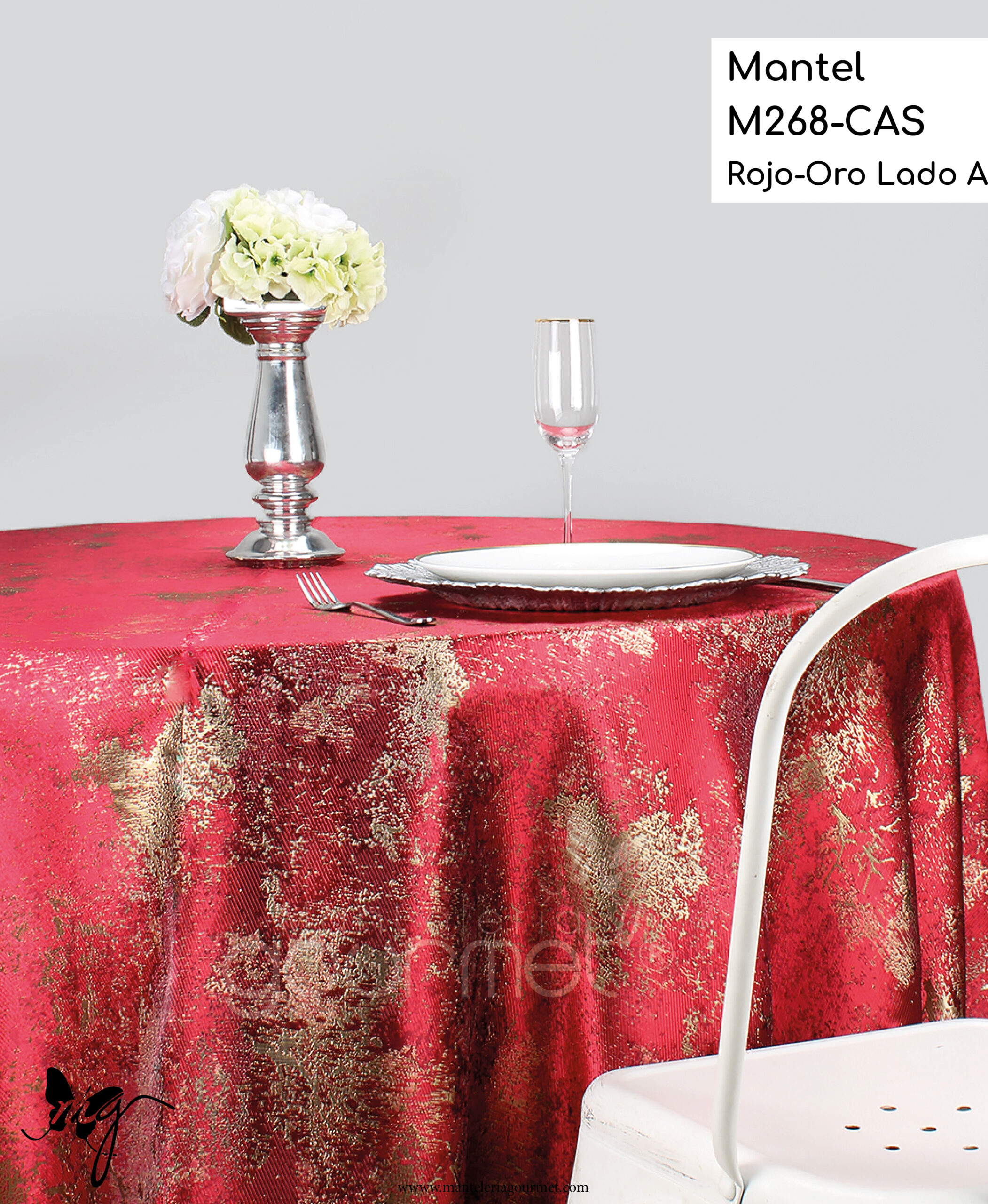 Mantel M268 CAS Rojo Oro Lado A Manteleria Gourmet