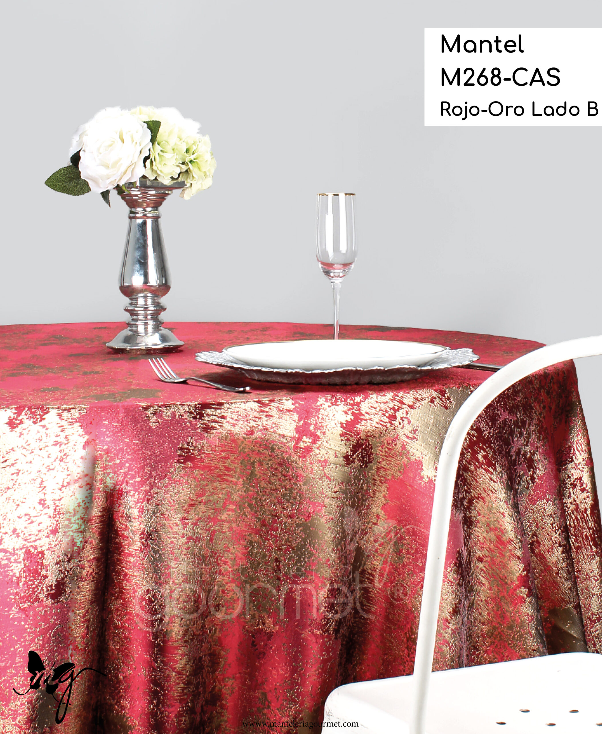 Mantel M268 CAS Rojo Oro Lado B Manteleria Gourmet