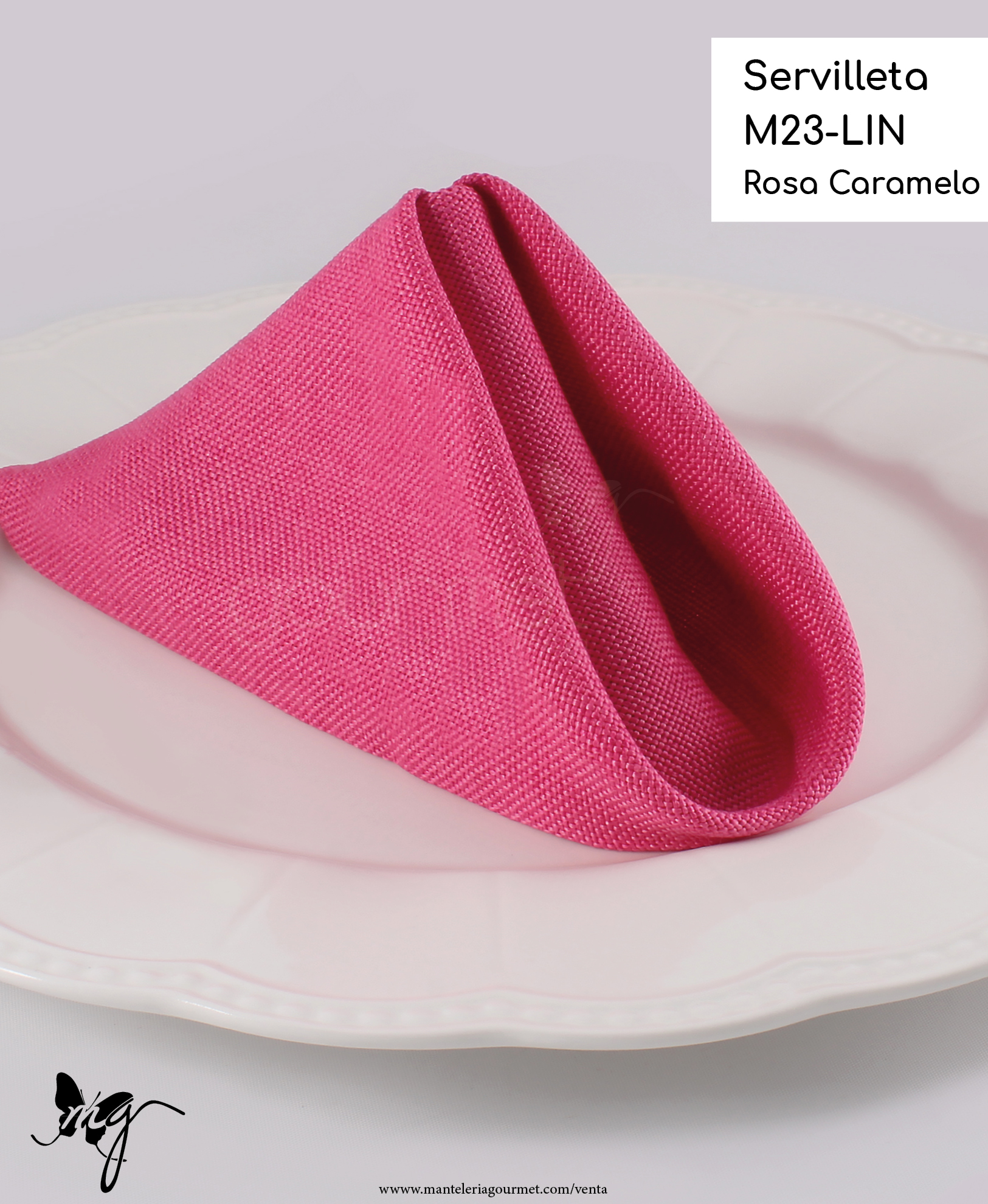 Portada Servilleta M23 LIN Rosa Caramelo Manteleria Gourmet