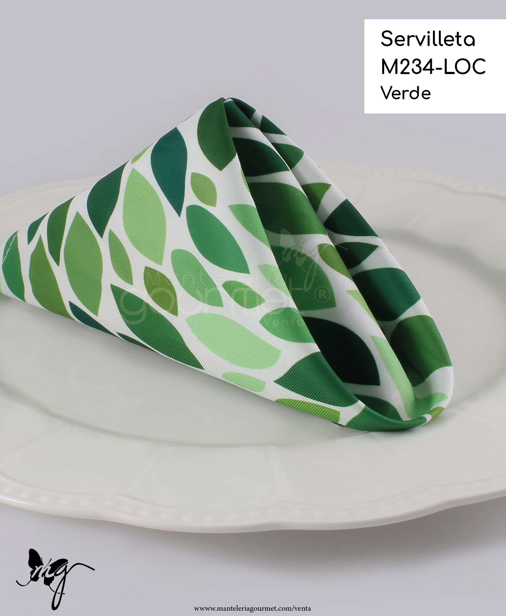 Portada Servilletas M234 LOC Verde Manteleria Gourmet