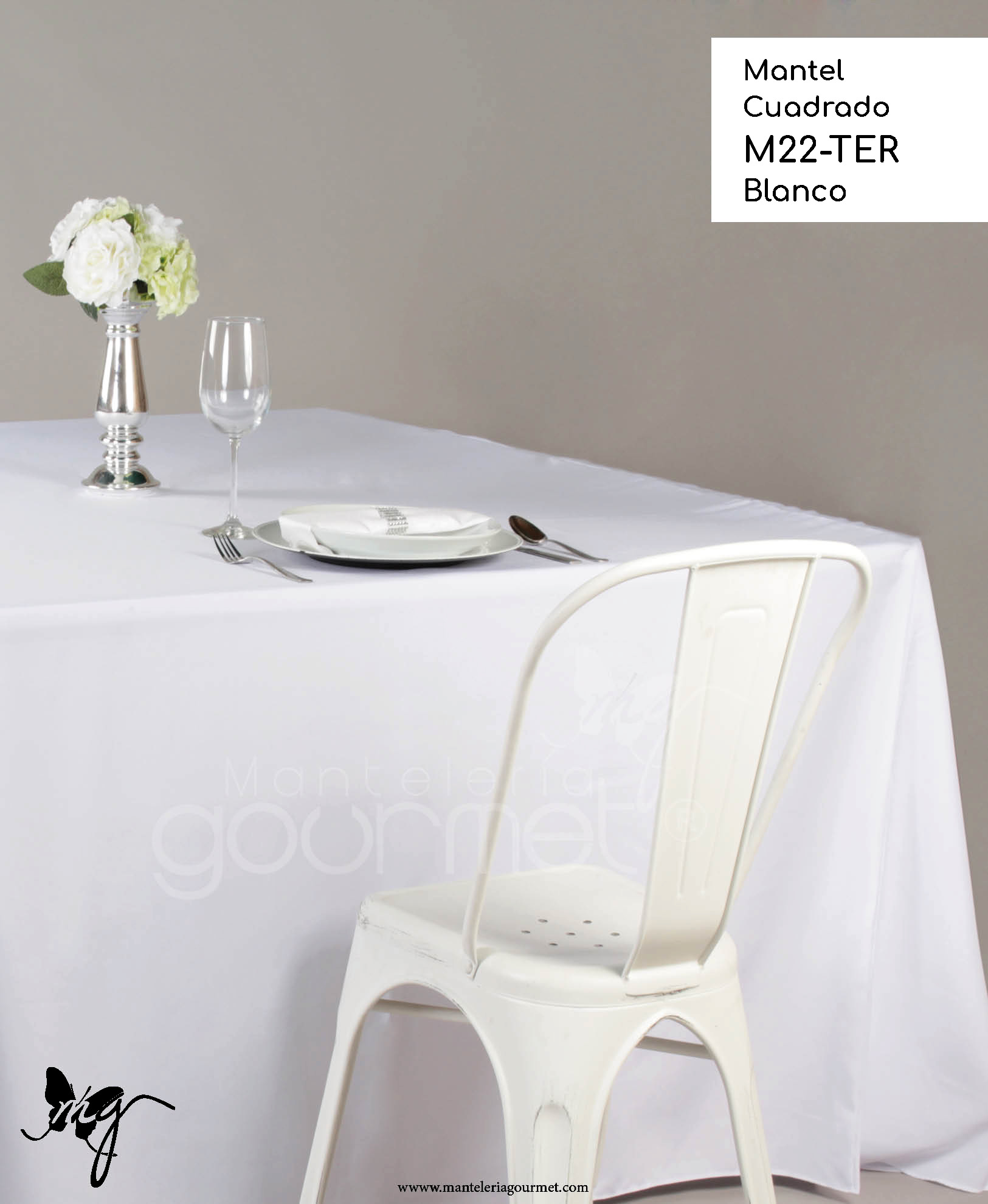 Mantel Cuadrado M22 TER Blanco ManteleriaGourmet